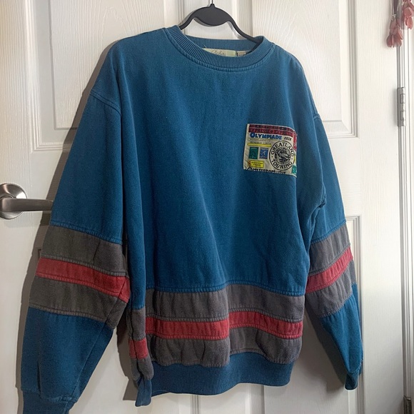 Vintage Olympiade Amsterdam Sweatshirt Large Pullover Multicolor 1928 Olympics